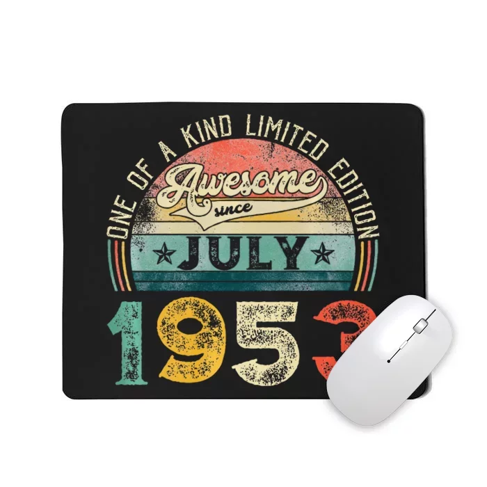 Distressed Vintage Awesome Since July 1953 70th Birthday Mousepad