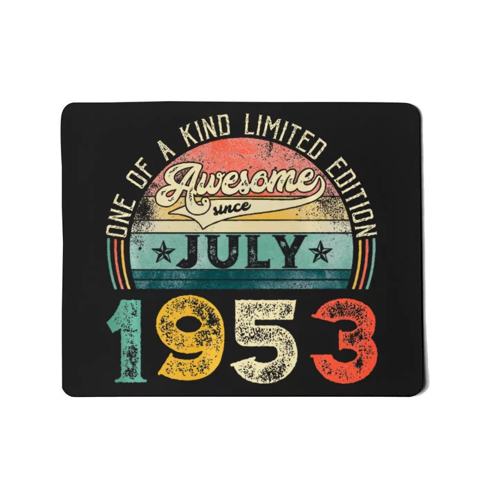 Distressed Vintage Awesome Since July 1953 70th Birthday Mousepad