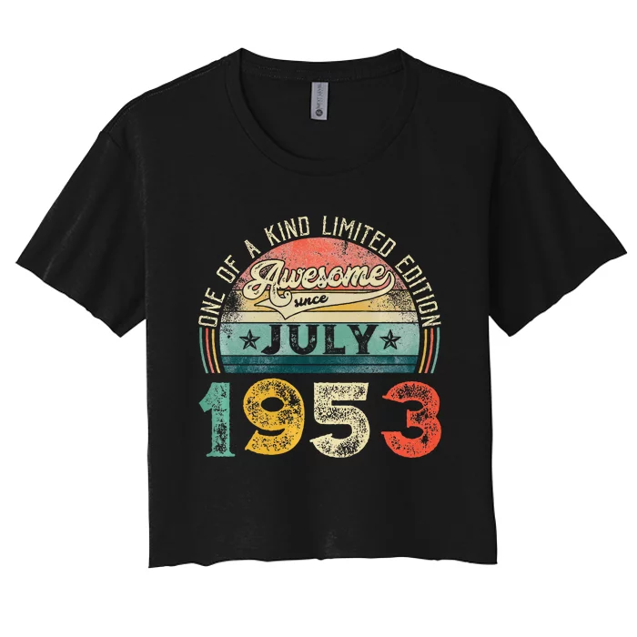 Distressed Vintage Awesome Since July 1953 70th Birthday Women's Crop Top Tee