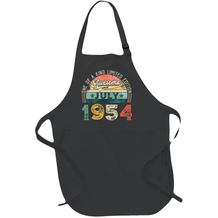 Distressed Vintage Awesome Since July 1954 69th Birthday Full-Length Apron With Pocket