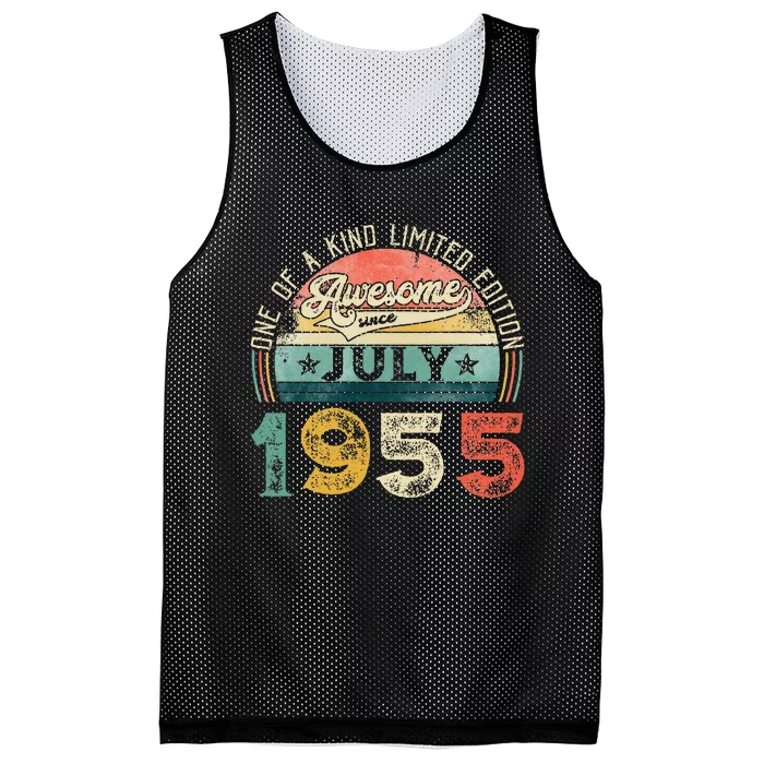 Distressed Vintage Awesome Since July 1955 68th Birthday Mesh Reversible Basketball Jersey Tank