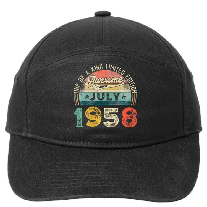 Distressed Vintage Awesome Since July 1958 65th Birthday 7-Panel Snapback Hat