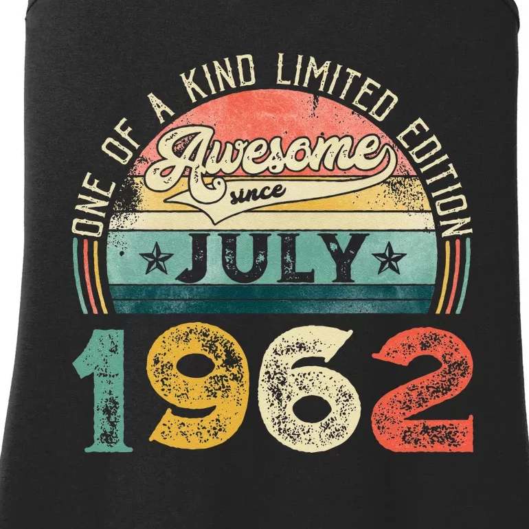 Distressed Vintage Awesome Since July 1962 61st Birthday Ladies Essential Tank