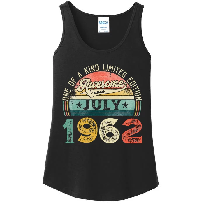 Distressed Vintage Awesome Since July 1962 61st Birthday Ladies Essential Tank