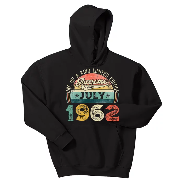 Distressed Vintage Awesome Since July 1962 61st Birthday Kids Hoodie