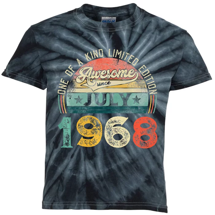 Distressed Vintage Awesome Since July 1968 55th Birthday Kids Tie-Dye T-Shirt