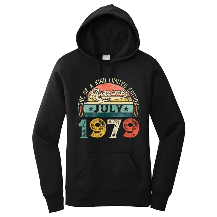 Distressed Vintage Awesome Since July 1979 44th Birthday Women's Pullover Hoodie