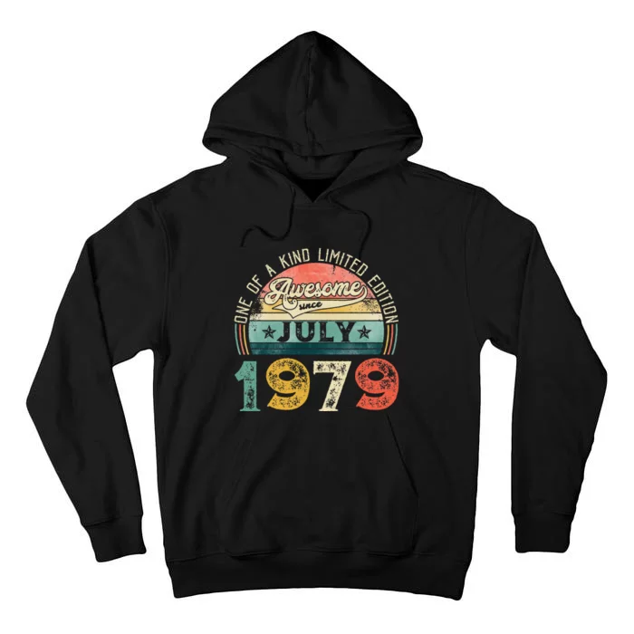 Distressed Vintage Awesome Since July 1979 44th Birthday Tall Hoodie