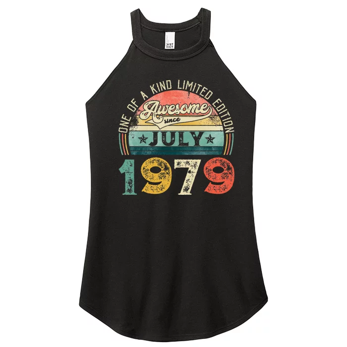 Distressed Vintage Awesome Since July 1979 44th Birthday Women’s Perfect Tri Rocker Tank