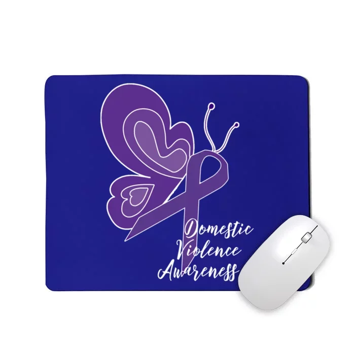 Domestic Violence Awareness Abuse Purple Ribbon Butterfly Gift Mousepad