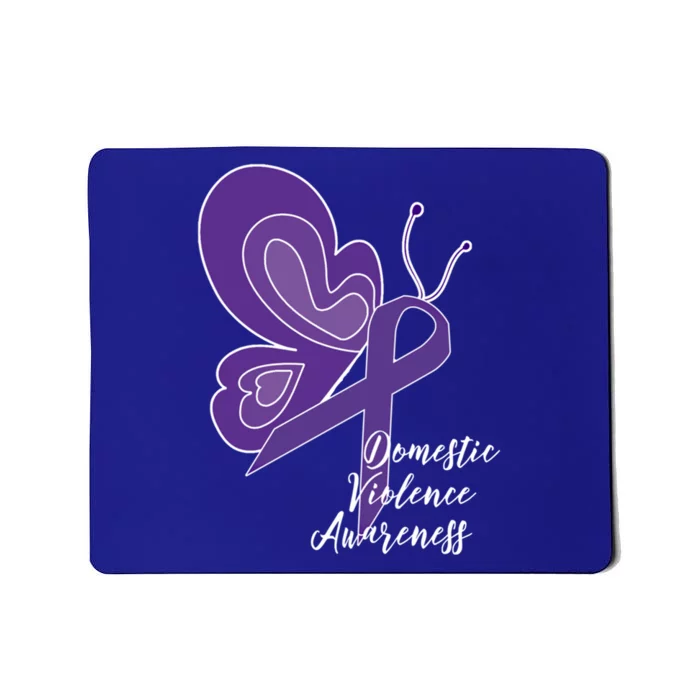 Domestic Violence Awareness Abuse Purple Ribbon Butterfly Gift Mousepad