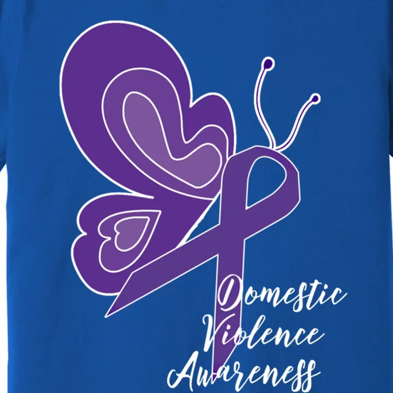 Domestic Violence Awareness Abuse Purple Ribbon Butterfly Gift Premium T-Shirt