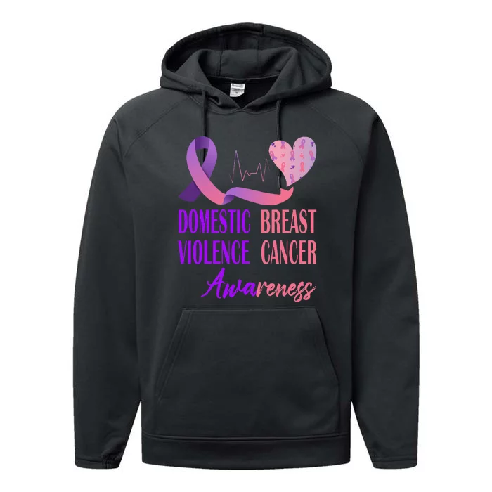 Domestic Violence And Breast Cancer Awareness Month Support Performance Fleece Hoodie