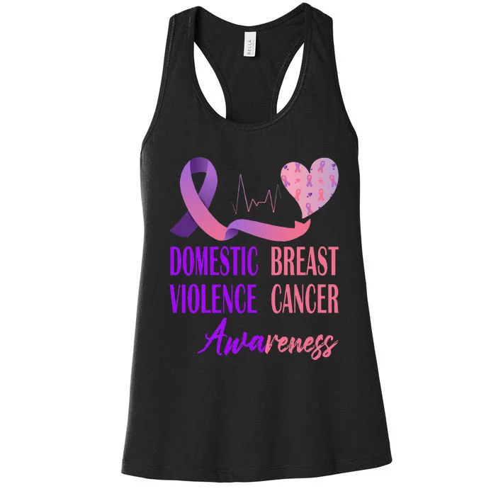 Domestic Violence And Breast Cancer Awareness Month Support Women's Racerback Tank