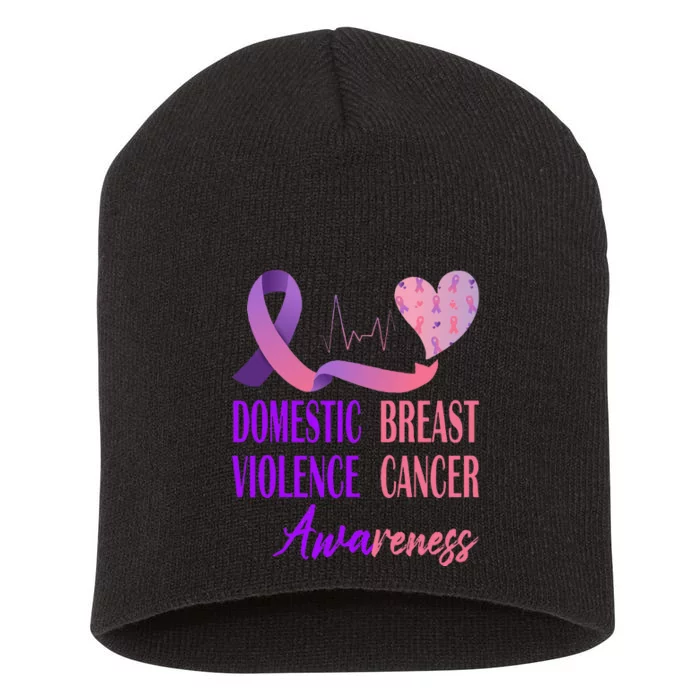 Domestic Violence And Breast Cancer Awareness Month Support Short Acrylic Beanie