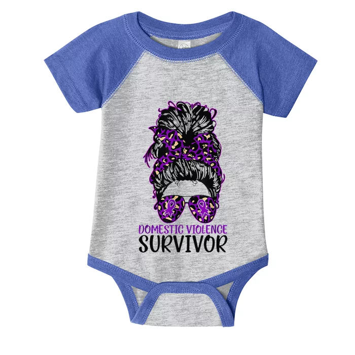 Domestic Violence Aware Messy Bun Domestic Violence Survivor Infant Baby Jersey Bodysuit