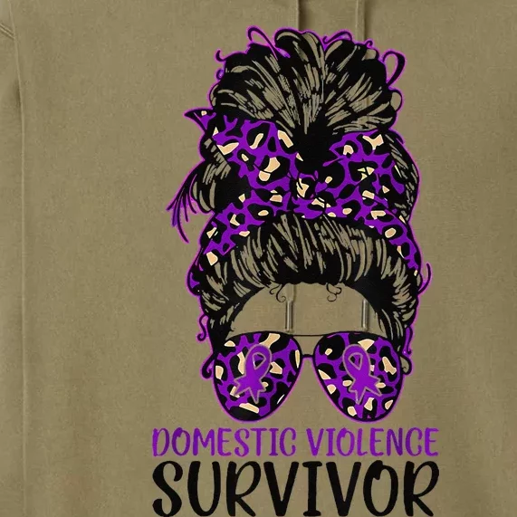 Domestic Violence Aware Messy Bun Domestic Violence Survivor Premium Hoodie