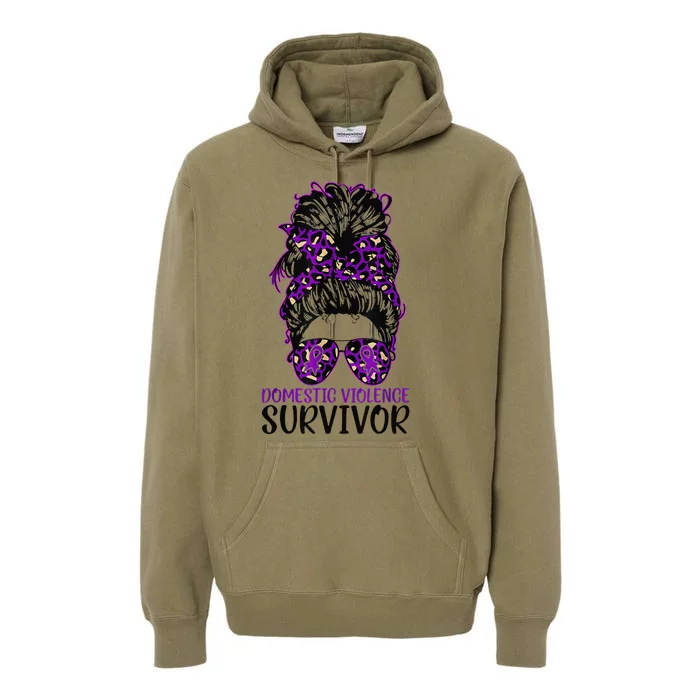 Domestic Violence Aware Messy Bun Domestic Violence Survivor Premium Hoodie