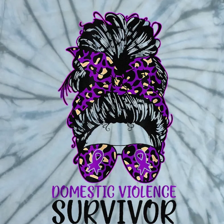 Domestic Violence Aware Messy Bun Domestic Violence Survivor Tie-Dye T-Shirt