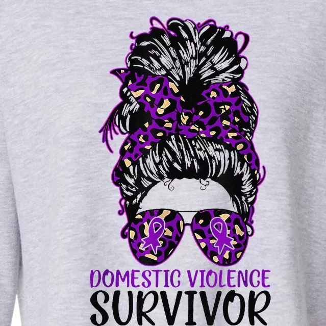 Domestic Violence Aware Messy Bun Domestic Violence Survivor Cropped Pullover Crew