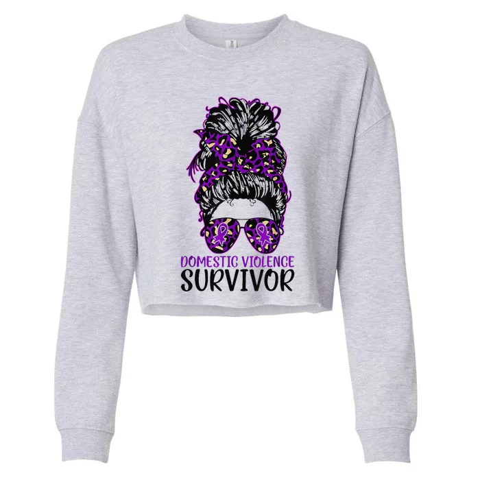 Domestic Violence Aware Messy Bun Domestic Violence Survivor Cropped Pullover Crew