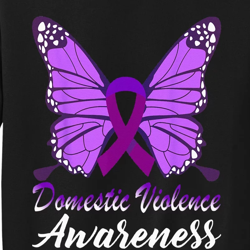 Domestic Violence Awareness Butterfly Purple Ribbon Support Sweatshirt