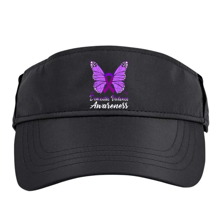 Domestic Violence Awareness Butterfly Purple Ribbon Support Adult Drive Performance Visor