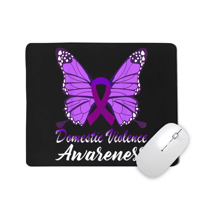 Domestic Violence Awareness Butterfly Purple Ribbon Support Mousepad