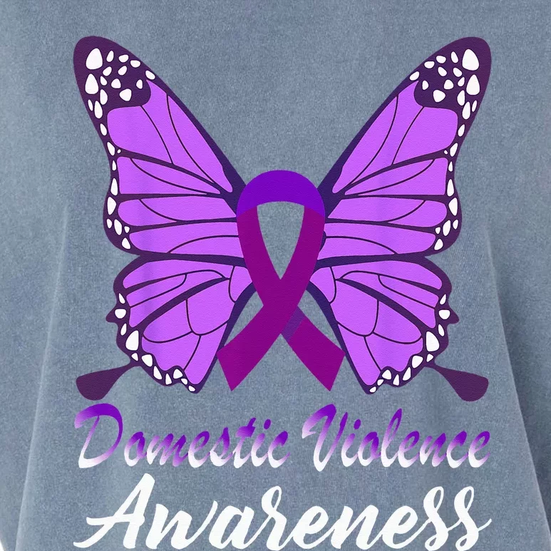 Domestic Violence Awareness Butterfly Purple Ribbon Support Garment-Dyed Women's Muscle Tee