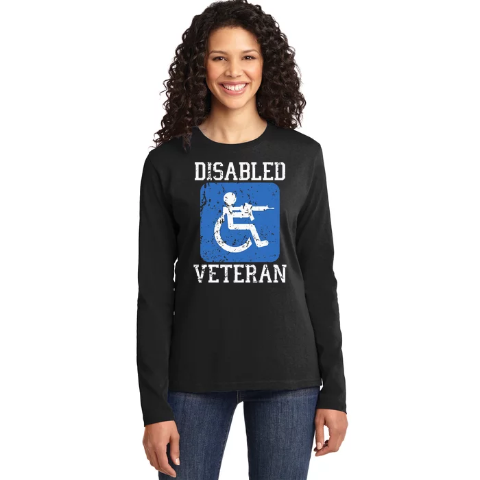 Disabled Veteran Armed Forces Military Soldier Army Usa Ladies Long Sleeve Shirt