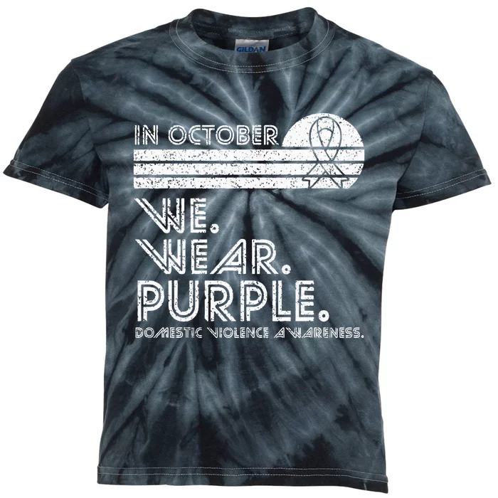 Domestic Violence Awareness October We Wear Purple Vintage Kids Tie-Dye T-Shirt