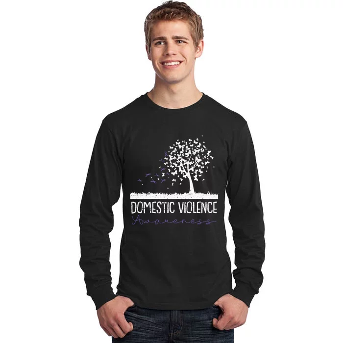 Domestic Violence Awareness Purple Ribbon Warrior Survivor Tall Long Sleeve T-Shirt