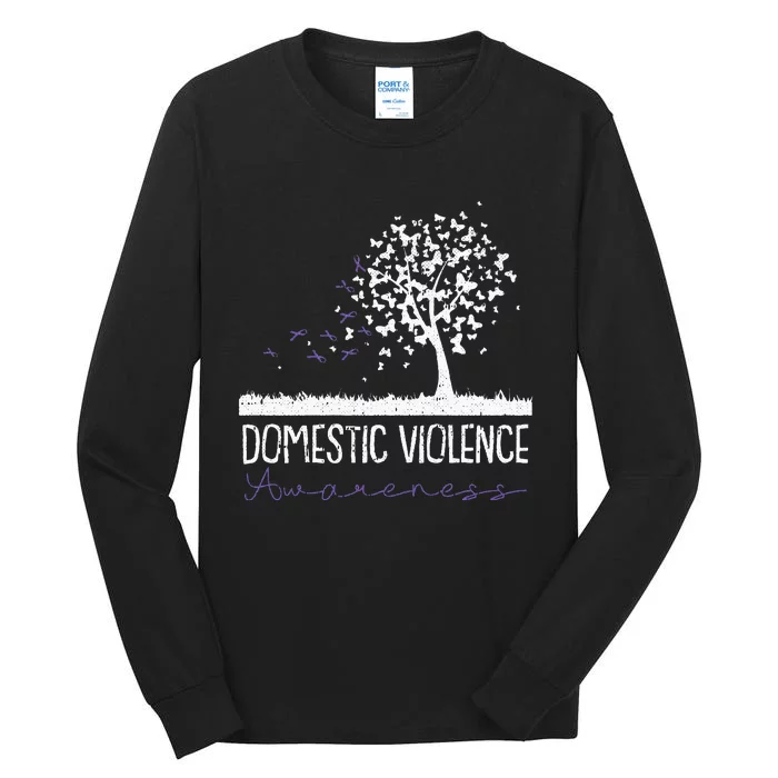 Domestic Violence Awareness Purple Ribbon Warrior Survivor Tall Long Sleeve T-Shirt