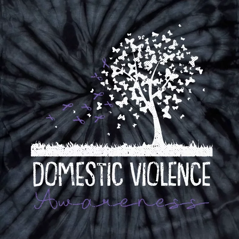 Domestic Violence Awareness Purple Ribbon Warrior Survivor Tie-Dye T-Shirt