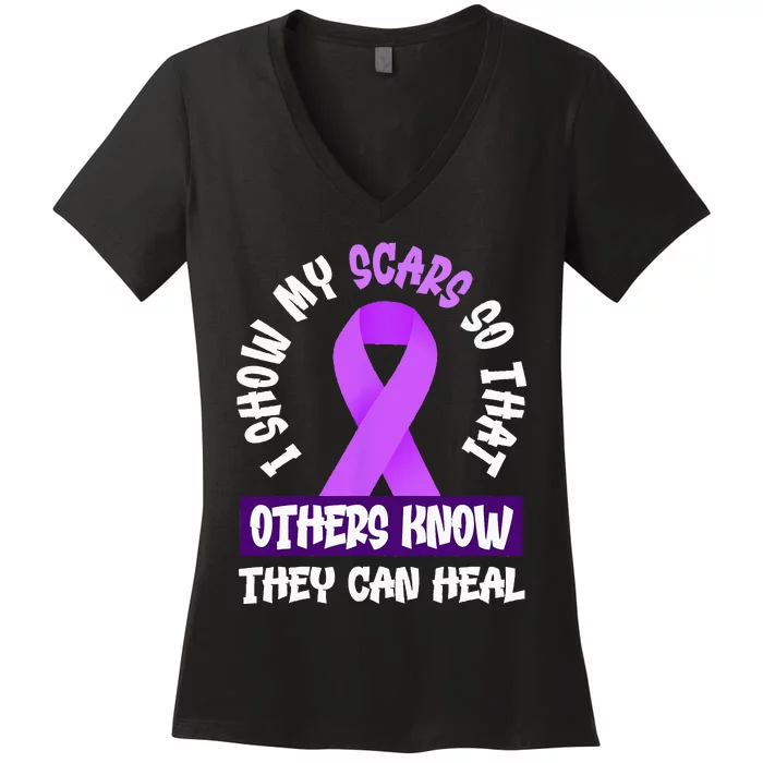 Domestic Violence Awareness Scars World Narcissistic Abuse Women's V-Neck T-Shirt