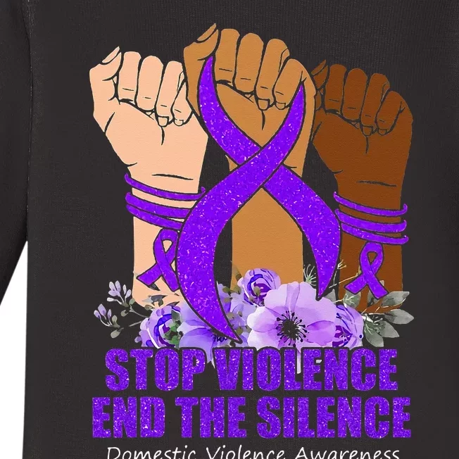 Domestic Violence Awareness Stop Violence End Silence Baby Long Sleeve Bodysuit