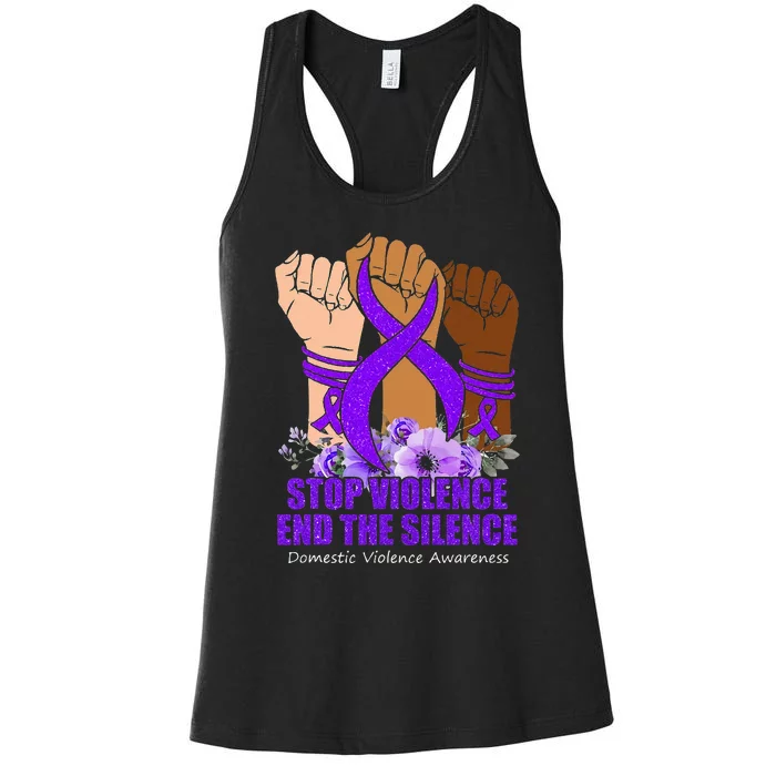 Domestic Violence Awareness Stop Violence End Silence Women's Racerback Tank