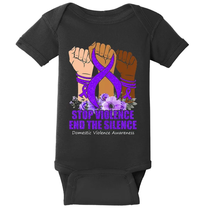 Domestic Violence Awareness Stop Violence End Silence Baby Bodysuit