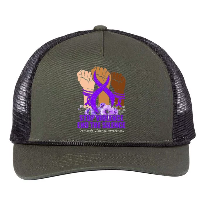 Domestic Violence Awareness Stop Violence End Silence Retro Rope Trucker Hat Cap