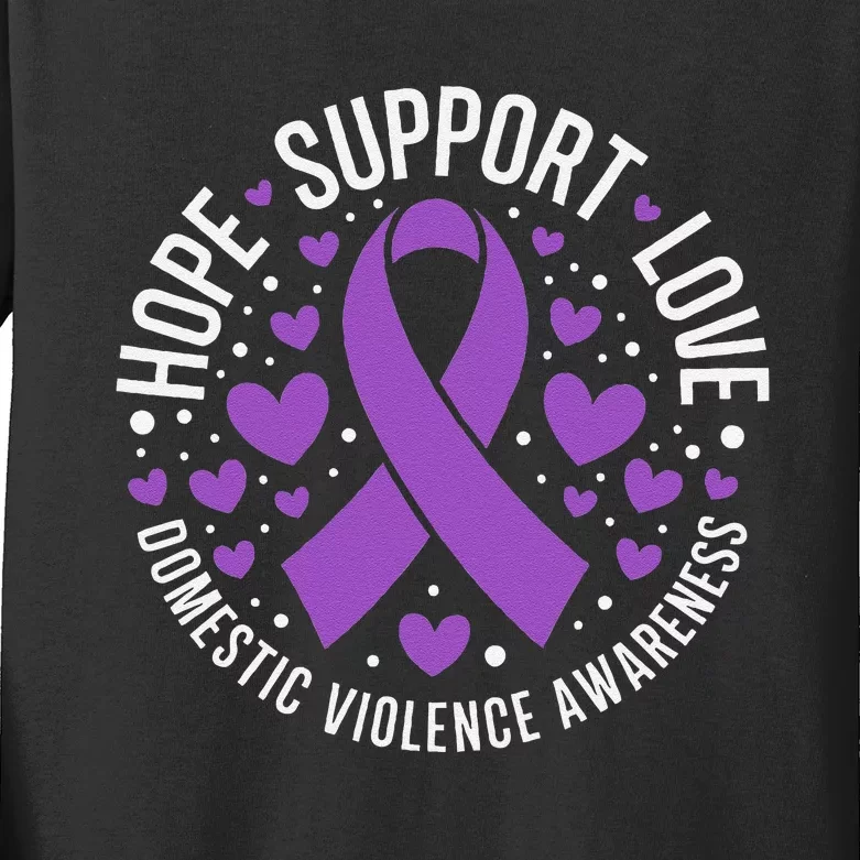 Domestic Violence Awareness Support Squad Family Hope Love Kids Long Sleeve Shirt