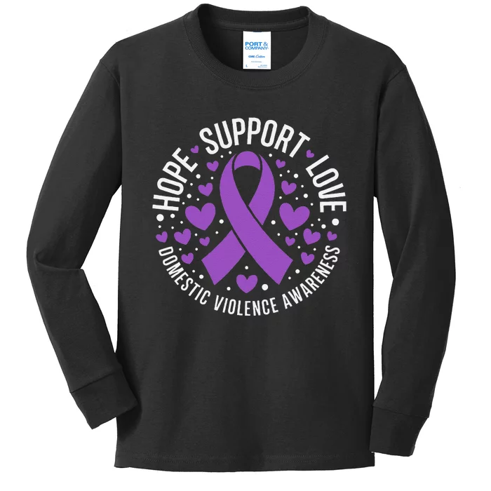 Domestic Violence Awareness Support Squad Family Hope Love Kids Long Sleeve Shirt