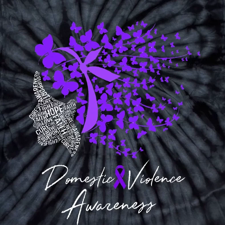 Domestic Violence Awareness Gifts Purple Butterflies Tie-Dye T-Shirt