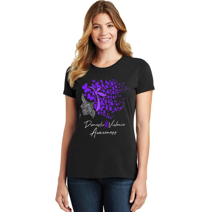 Domestic Violence Awareness Gifts Purple Butterflies Women's T-Shirt