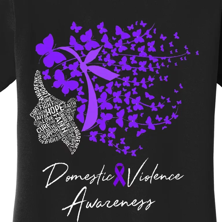 Domestic Violence Awareness Gifts Purple Butterflies Women's T-Shirt