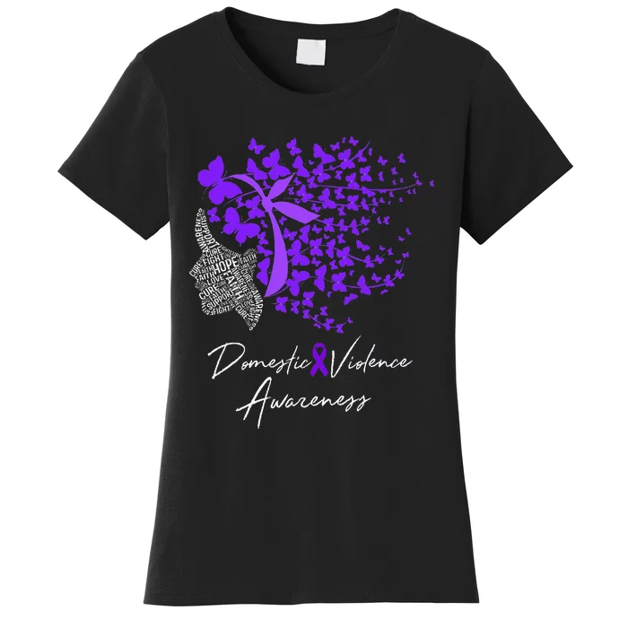 Domestic Violence Awareness Gifts Purple Butterflies Women's T-Shirt