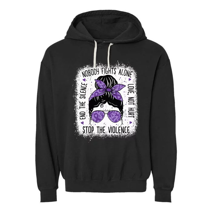 Domestic Violence Awareness Stop End Domestic Violence Garment-Dyed Fleece Hoodie