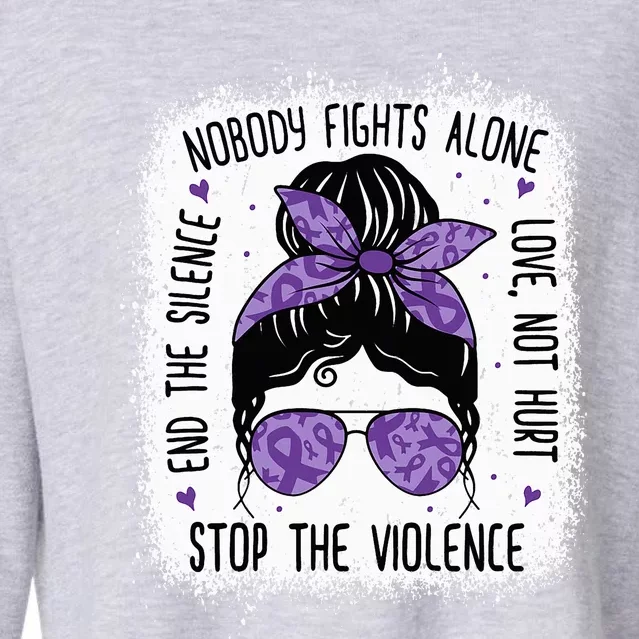 Domestic Violence Awareness Stop End Domestic Violence Cropped Pullover Crew