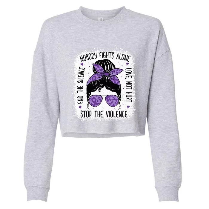 Domestic Violence Awareness Stop End Domestic Violence Cropped Pullover Crew