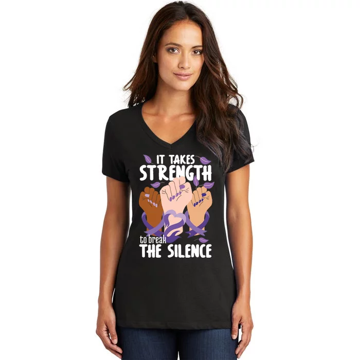 Domestic Violence Awareness Break The Silence Women's V-Neck T-Shirt