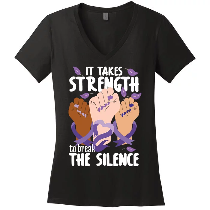 Domestic Violence Awareness Break The Silence Women's V-Neck T-Shirt